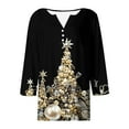 thumbnail image 5 of Jinhomg Christmas Shirts for Women Novelty Graphic 3/4 Length Sleeve Womens Tops Xmas Print Button Up Shirt Casual Pullover Tee Ofertas por tiempo limitado Multicolor XXXL, 5 of 6
