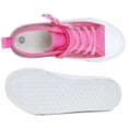 thumbnail image 3 of Little Girls Kids Canvas Shoes Glitter Sneakers Toddler Sparkle Lace Up High Top Hook and Loop Straps Velcro Non Slip Lightweight Pink Size 11, 3 of 5