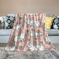 thumbnail image 2 of COMIO Easter Bunny and Flower Throw Blanket Spring Cute Rabbit Lightweight Flannel Fuzzy Cozy Soft Throw Blanket for Living Room Bedroom Couch Bed Sofa for Women Men, Pink White, 2 of 6