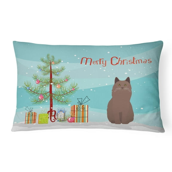 Carolines Treasures CK4810PW1216 York Chocolate Cat Merry Christmas Canvas Fabric Decorative Pillow, 12H x16W,