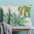thumbnail image 2 of Summer Tropical Leaves Pillow Covers 18x18 Set of 2, Green Monstera Palm Decor Throw Pillow Covers Linen Outdoor Decorative Summer Cushion Case for Couch Sofa Outdoor Home Decor, 2 of 5