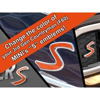 S Vinyl Decal Insert Replacements for 3rd Gen MINI Cooper Countryman (F60) S Scuttles, Front and Rear Emblems - Choose Color - [ORANGE]