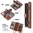 thumbnail image 6 of Dteck for Google Pixel 7 Pro Wallet Phone case, PU Leather Multi-Function Detachable 2 in 1 Magnetic Card Holder Kickstand Zipper Shoulder Strap Purse Cover, Brown, 6 of 8