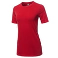 thumbnail image 2 of A2Y Women's Basic Solid Premium Cotton Short Sleeve Crew Neck T Shirt Tee Tops Ruby XL, 2 of 6