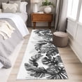 thumbnail image 4 of Grey Black Leaves 2'x6' Runner Rugs for Hallway Kitchen Bedside Non Slip Washable, Summer Botanical Watercolor Leaf Entryway Rug Runners with Rubber Backing, Long Carpet Runner for Laundry Room, 4 of 8