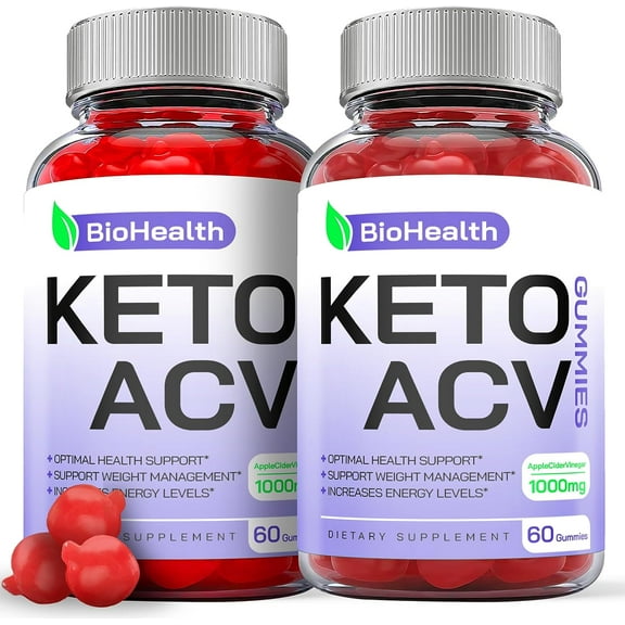 (2 Pack) BioHealth Keto ACV Gummies - Apple Cider Vinegar Supplement for Weight Loss - Energy & Focus Boosting Dietary Supplements for Weight Management & Metabolism - Fat Burn - 120 Gummies