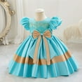 thumbnail image 2 of Odeerbi 1-6Y Toddler Girls Cute Dresses Bubble Sleeve Party Dresses Princess Birthday Skirt Little Bowknot Flower Dress Adorable Pageant Dress Baby Clothes Green, 2 of 6