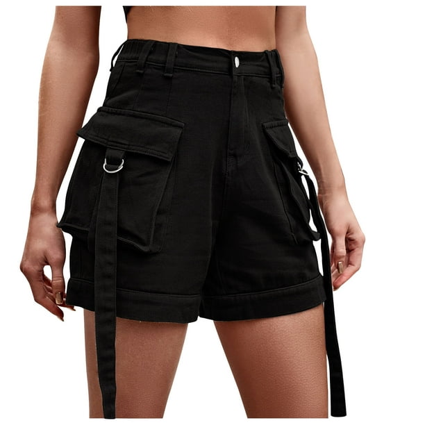 Women's Cargo Capri Pants Casual Loose Fit Harem Shorts,Tummy Control High  Waist Work Sports Shorts Black at  Women's Clothing store