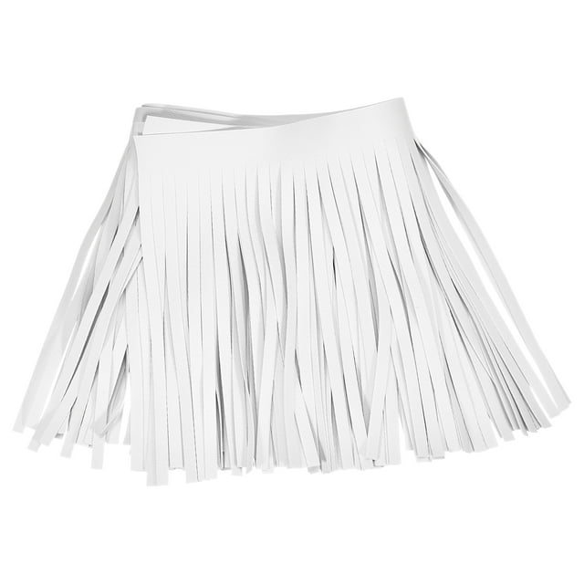 Unique Bargains 2 Yards 6 Inch Faux Leather Fringe Trim Tassel Fringe for Sewing, White