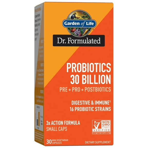 Garden of Life Dr Formulated Once Daily 3-in-1 Complete Probiotics, Prebiotics & Postbiotics - PRE   PRO   POSTBIOTIC Supplement for Adults’ Digestive & Immune Health, 30 Billion CFU, 30 Day Supply