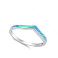 thumbnail image 4 of CHOOSE YOUR COLOR Blue Simulated Opal Chevron Pointed Modern Boho Sterling Silver Ring CZ Female Size 9, 4 of 4
