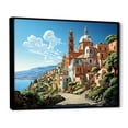 thumbnail image 3 of Designart "Coastal Charm Italian Village II" Extra Large Landscapes Framed Wall Art - Global Green Landscape Italy Entryway Framed Wall Art, 3 of 7