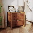 thumbnail image 5 of COZAYH Farmhouse Nightstand with 2 Drawer, Distressed Wood Rustic Accent Bedside Table, Burl Finish Side Table for Bedroom, Entryway, Fully Assembled, Brown, 5 of 9