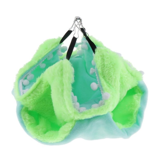 Hamaca acogedora para animales pequeños, nido cálido de invierno para hámsters, pájaros y loros, color verde
