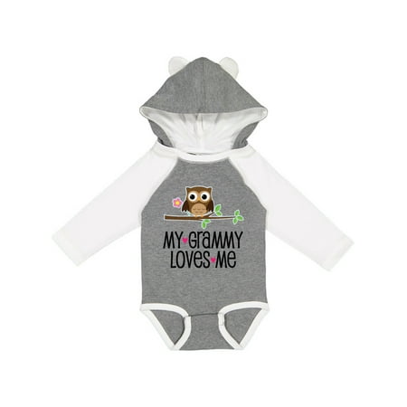 

Inktastic Grammy Loves Me Grandchild Owl Gift Baby Girl Long Sleeve Bodysuit