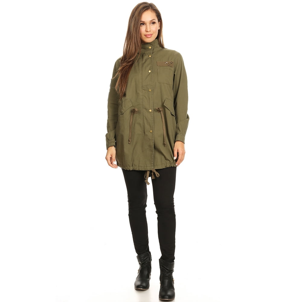 Feinuhan Women's Anorak Jacket Lightweight Drawstring Military
