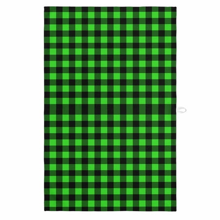 Black Green Plaid 1 Pack Kitchen Towel Water Absorbent Dish Towel Modern Buffalo Checked Gingham Art Decorative Hand Towels - Quick Drying Cloth for Cooking Baking 18x28 Inch