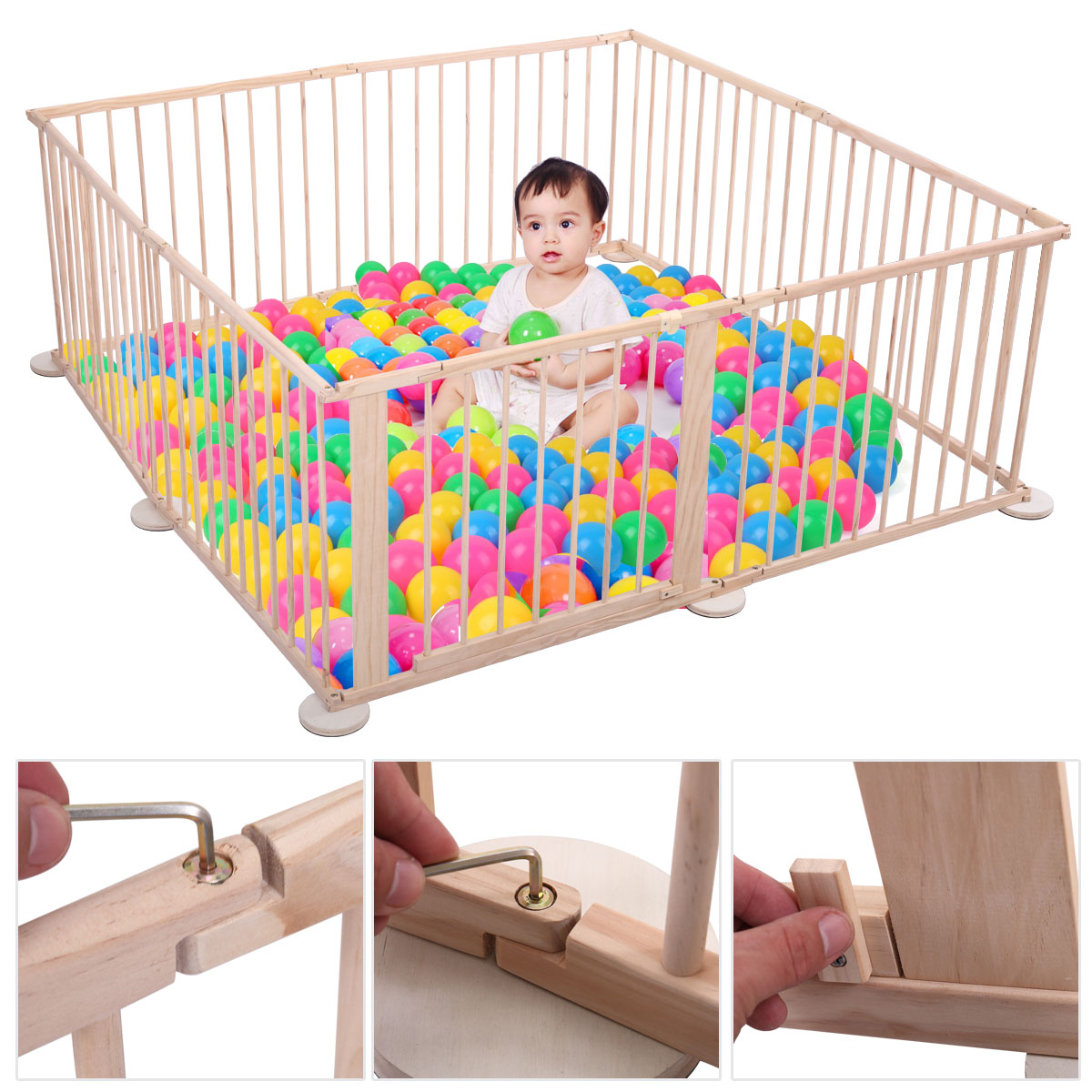 8 panel wooden playpen