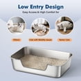 thumbnail image 2 of Stainless Steel Cat Litter Box Silver 19.5"L x 13.6"W x 5.9"H Low Entry Use For Senior Or Injured Cats, 2 of 6