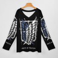 thumbnail image 3 of Attack On Titan Womens T Shirts V Neck Long Sleeve Tops Causal Loose Summer T-Shirts L, 3 of 7