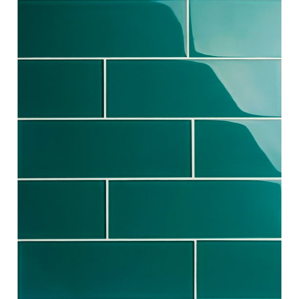WS Tiles - Premium Dark Teal 4 in. x 12 in. Individual Glass Subway
