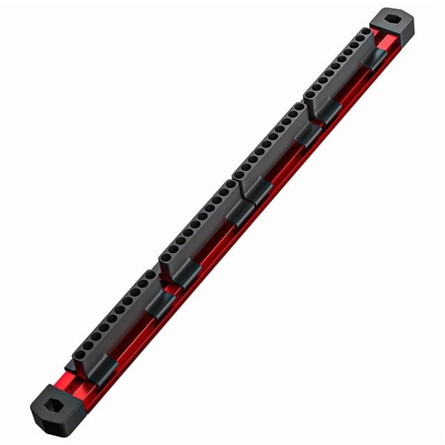 COM1950s Drill Bit Organizer, 40-Hole Aluminum Holder, Slidable Storage Rack for Screwdriver Bits, Workshop Tool Organization Solution