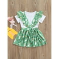 thumbnail image 4 of Kiapeise Girls Easter Outfit Letter Print Short Sleeve Ruffle T Shirt Top Bubby Print Suspender Overall Skirt, 4 of 9