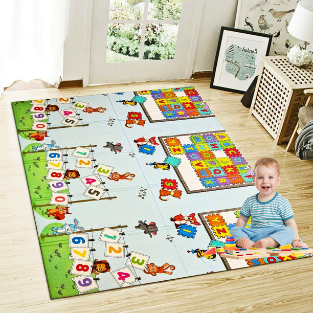 Doublesided Baby Game Play mat Kids Crawling Mat Foldable Play Picnic