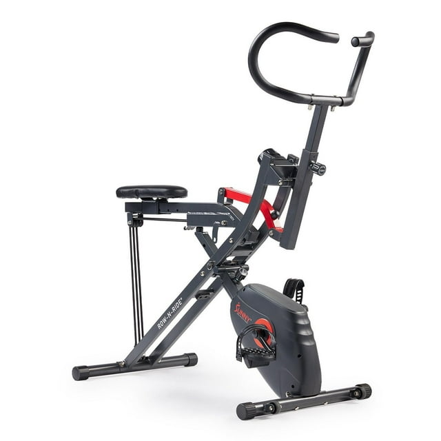 Sunny Health & Fitness Upright Row-N-Ride® Versatile Full-Body Workout Exercise Bike Dual-Function 2-in-1 Magnetic Rowing and Cycling Home Fitness Machine - SF-A022077