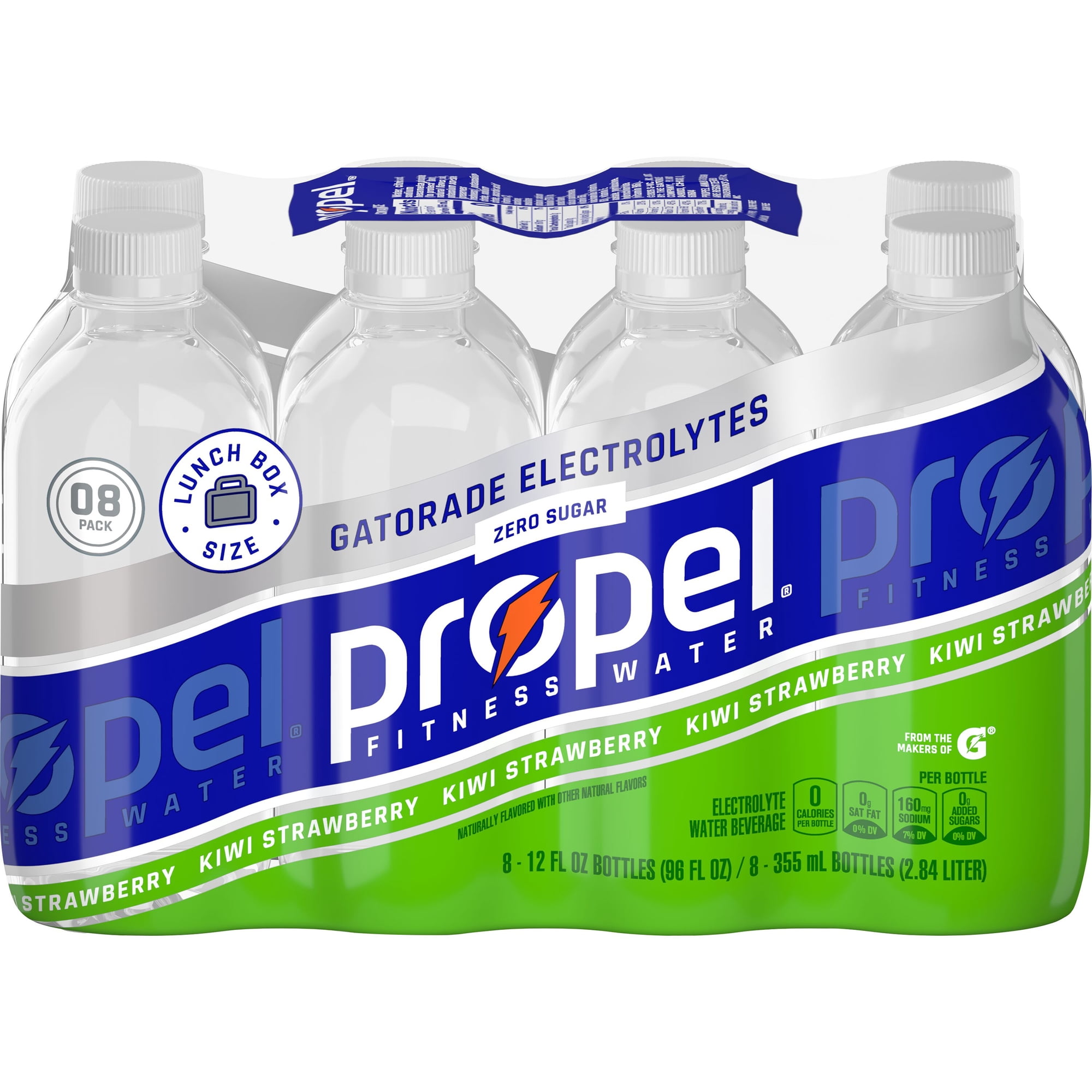 Propel Electrolyte Enhanced Water Sports Drink, Kiwi Strawberry Flavored, Zero Calorie & Zero Sugar Hydration, 12 fl oz, 8 Count Bottles