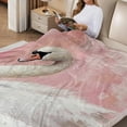 thumbnail image 2 of GooTPa Beautiful White Swan Pattern Flannel Blanket, Durable Soft and Warm Flannel Blanket for Bed Sofa Travel and Camping Multi-purpose Gift for Family and Friends - 50*60in, 2 of 7