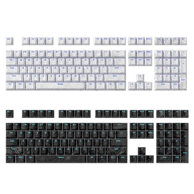 108 Keys PBT Dye Sublimation Keycaps Contour Line Front Print Backlit keycaps Cherry Profile Keycaps for Keyboard