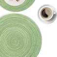 thumbnail image 6 of Xmushyra Round Placemats Set of 6, 15 Inch Braided Woven Table Mats, Washable Heat Resistant Non-Slip Place Mats, Green, 6 of 7