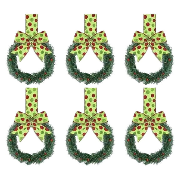 6PCS Christmas Kitchen Cabinet Wreaths Plastic with Berry