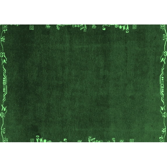Ahgly Company Indoor Rectangle Abstract Emerald Green Modern Area Rugs, 4' x 6'