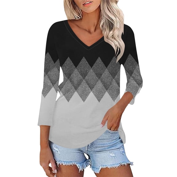 Womens T Shirts Cute Loose Fit Graphic Tees V Neck Casual Fashion Short Sleeve Tops for Women