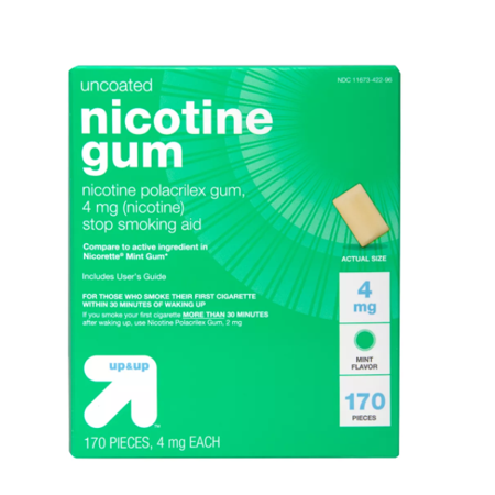 up & up Nicotine 4mg Gum Stop Smoking Aid - Mint Flavor - 170ct