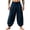 Navy, variant on Cotton Linen Blend Harem Pants for Men Wrap Tie Waist Loose Fit Breathable Beach Bottoms Drawstring Elastic Pockets Casual Trousers