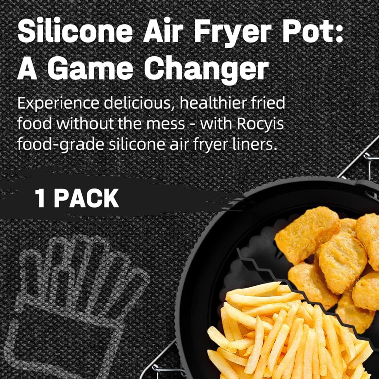 Rocyis silicone air fryer liners-reusable air fryer basket-collapsible  round silicone air fryer tray with