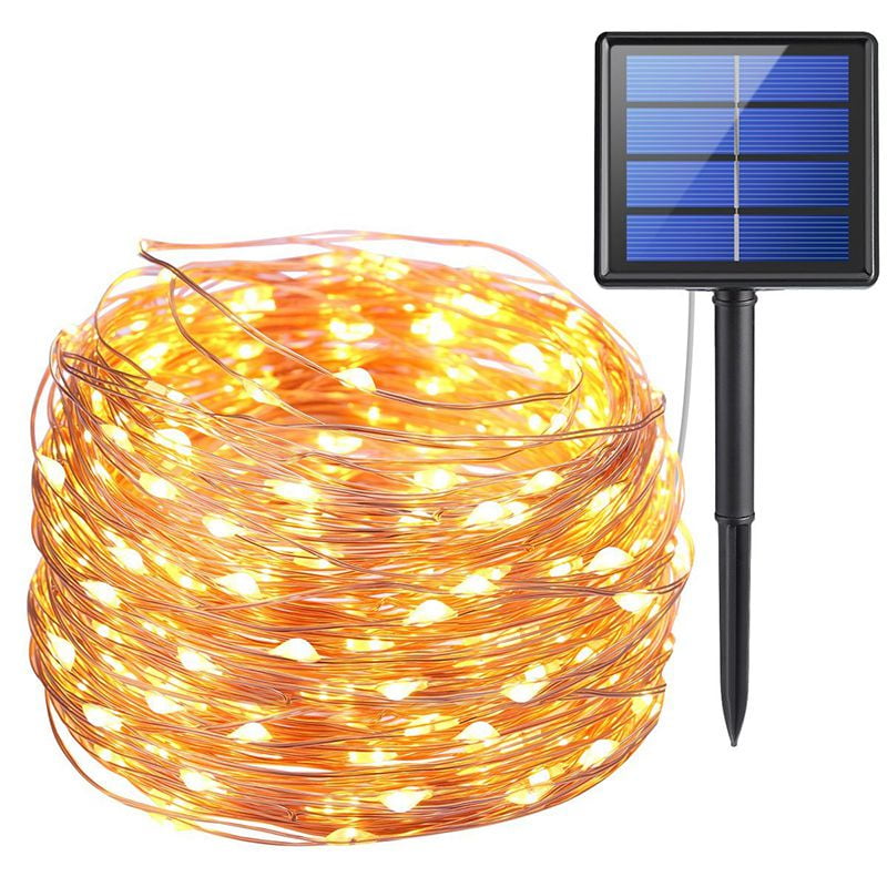 200 LED 72ft Warm White Solar String Lights 8 Modes Solar Powered ...