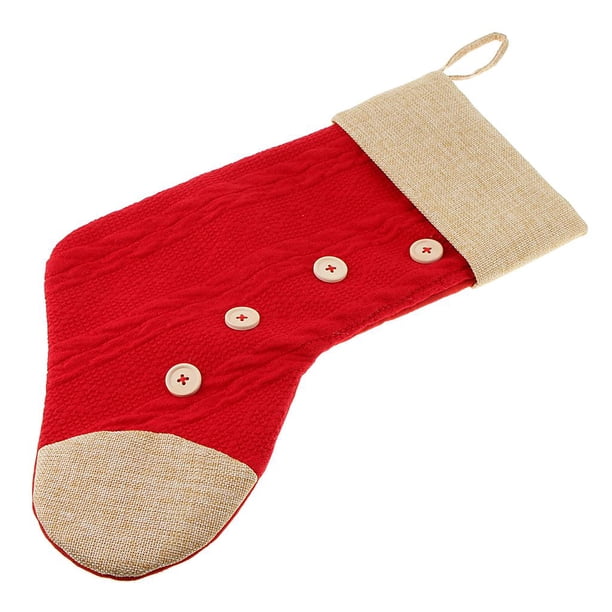 Medias de Navidad de punto bordadas grandes Bolsa colgante Adornos de árbol de Navidad Decoración para hogar rojo Gloria Medias colgantes navideñas