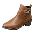 thumbnail image 3 of Mostsola Womens Ankle Boots Low Heel Classic Side Zipper Booties Fashion Buckle Dress Boots, 3 of 9