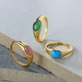 thumbnail image 2 of QQTDFG Women Men Girl Stone Ring Gold Plated Stainless Steel Band Wedding Pinky Gift-Gold Light Green-7, 2 of 7