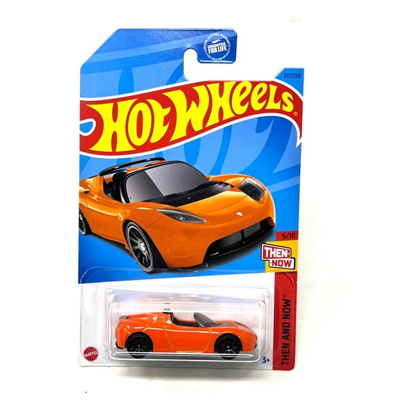 Hot Wheels Then and Now Tesla Roadser Orange