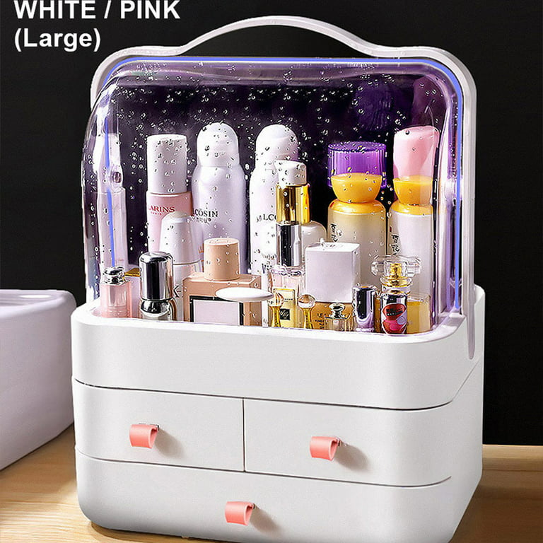 CAIHONG Makeup Organizer, Cosmetics Skincare Organizer Box Waterproof &  Dustproof, Make up Organizers and Storage for Vanity with Lid and Drawers