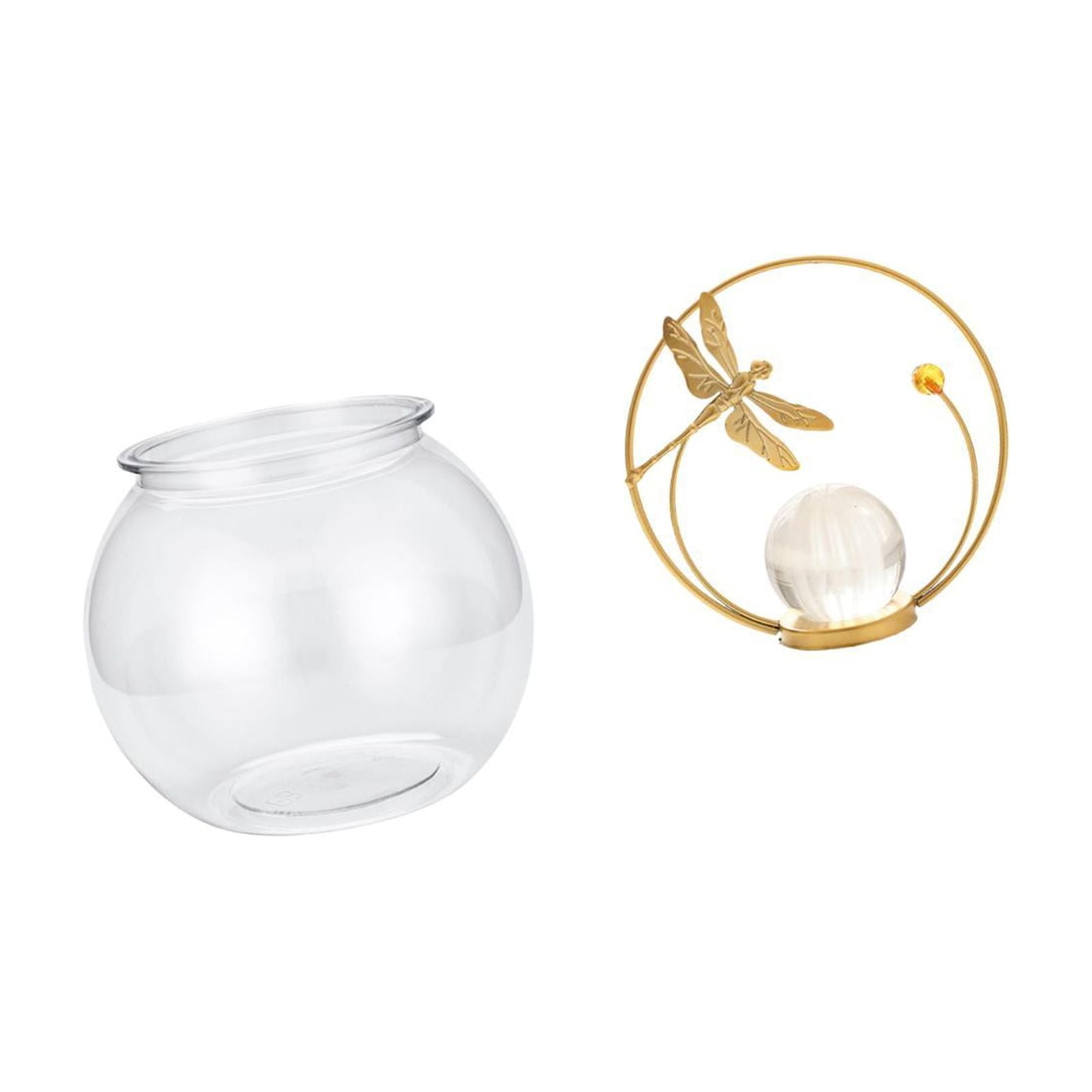 Fish Bowl Vase Crystal Ball Statue Desktop Aquarium Tank Artistic Design Ornament for Home Office Desk Bookshelf