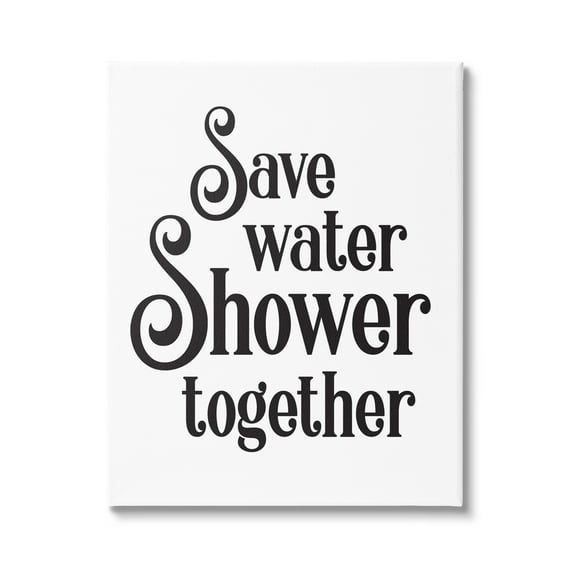 Stupell Industries Shower Together Humorous Bathroom Typography Casual Sign Graphic Art Gallery Wrapped Canvas Print Wall Art, Design by Lettered and Lined