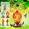 thumbnail image 2 of Hummingbird Feeder, Hand Blown Glass Hummingbird Feeder, Never Fade, 4 Feeding Metal Stations, Much Bigger, Garden Backyard Decorative, Containing Ant Moat (Blue), 2 of 7