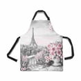 thumbnail image 2 of SUNENAT Hipster Summer Paris City Landscape Eiffel Tower and Roses Painting Unisex Adjustable Bib Apron with Pockets for Women Men Girls Chef for Cooking Baking Gardening Crafting, 2 of 2