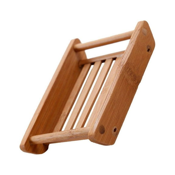 1Pc Retro Boat Shaped Wooden Soap Dish for Bathroom with Draining Storage Tray